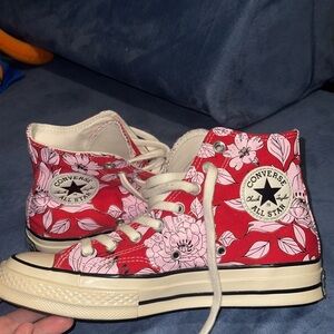 Converse Chuck 70 High Top Shoes “Vintage Floral” University Red Size 8.5